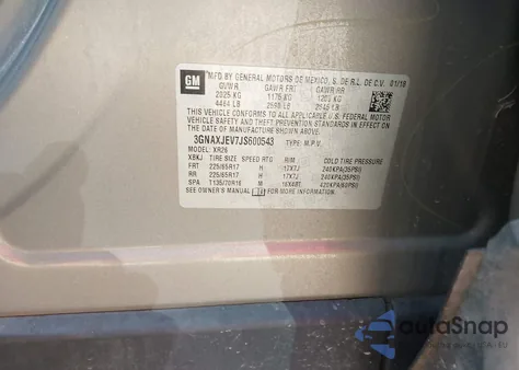 2018 Chevrolet Equinox Lt z USA, uszkodzony, nr VIN 3GNAXJEV7JS600543